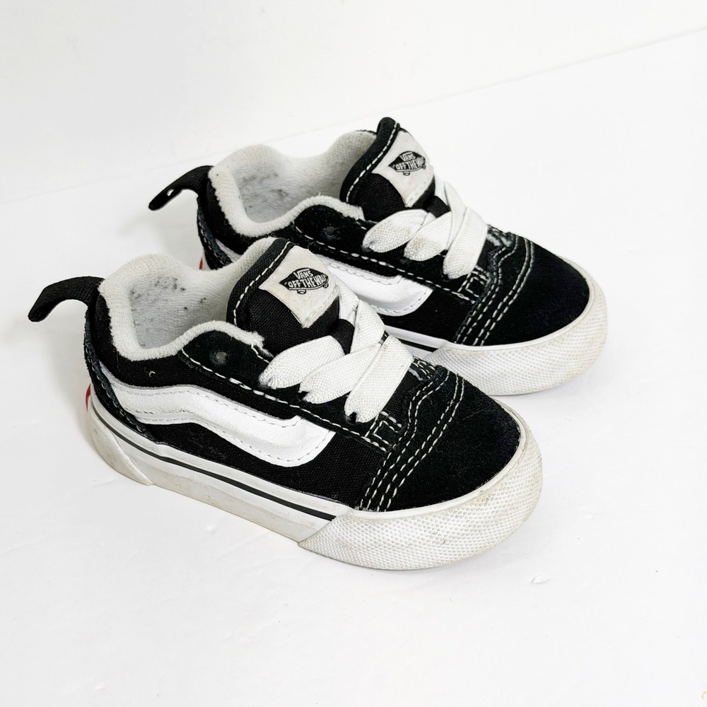 Vans Old Skool Shoes Boys 5.0 Black White Canvas Suede Skate Sneakers
